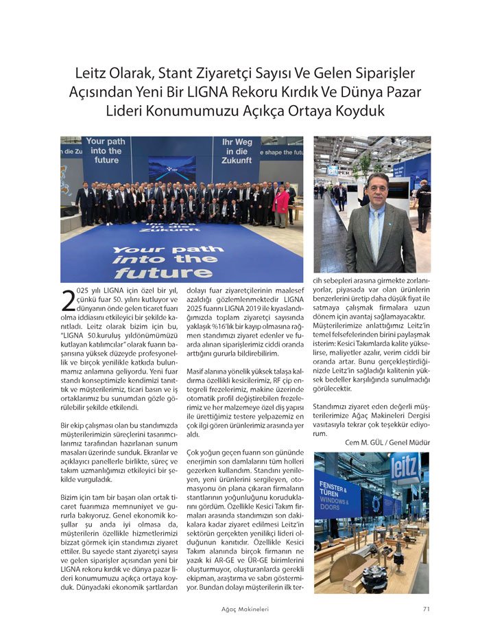 Ağaçmakineleri Dergisi Dosya: Ligna Fuarı Firma İzlenimleri-Leitz