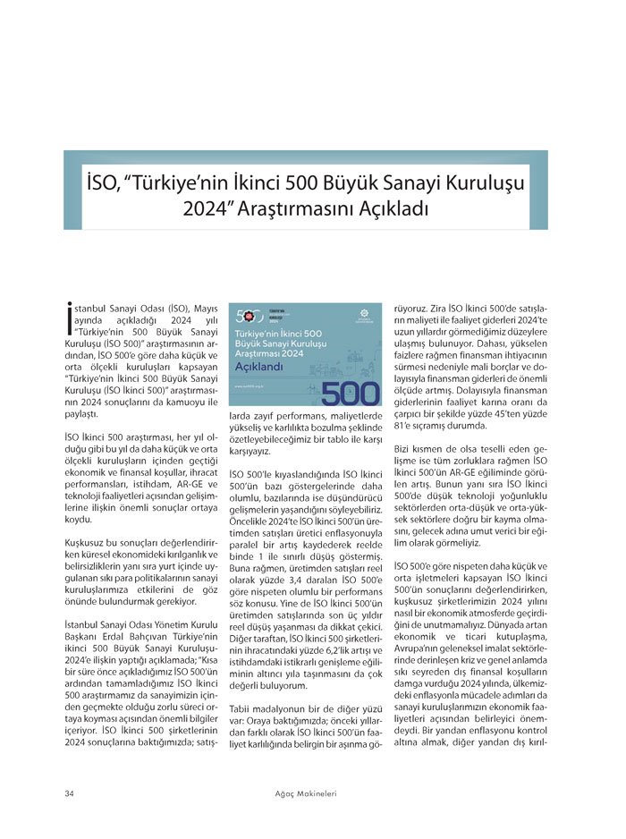 Ağaç Makineleri Dergisi Firma: İSO 2. 500