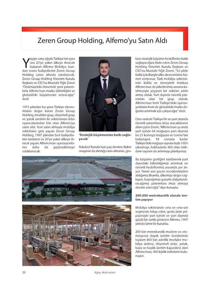 Ağaç Makineleri Dergisi Firma: Alfemo